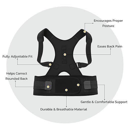 Full Back Posture Corrector for Women & Men –Adjustable back straightener posture corrector with Magnetic Therapy- Back brace for Spine, Neck & Upper Back Pain Relief - Posture Back Brace (M - 33.8” – 38.5”)
