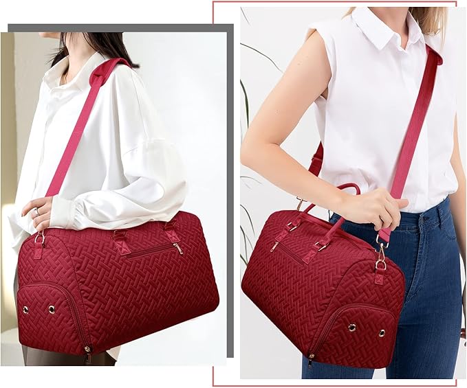 Duffle Bag for Travel, Weekender Bag with Shoe Compartment, Carry On Overnight Bag for Women with Toiletry Bag, Gym Bag with Wet Pocket, Hospital Bags for Labor and Delivery Beige