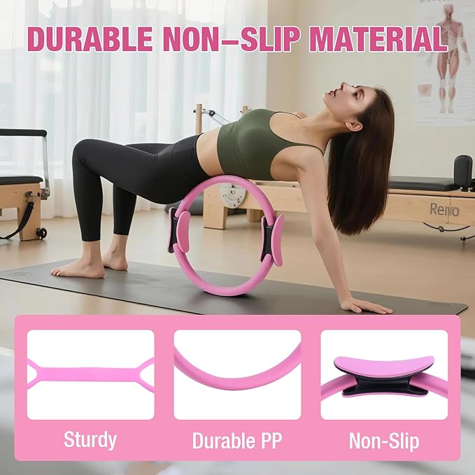 ASIEIT Home Pilates Kit for Women, Pilates Ring and Ball Set with 5 Resistance Bands, 9.8” Ball, 14.96'' Magic Circle, Pilates Equipment Set for Strength, Toning and Flexibility