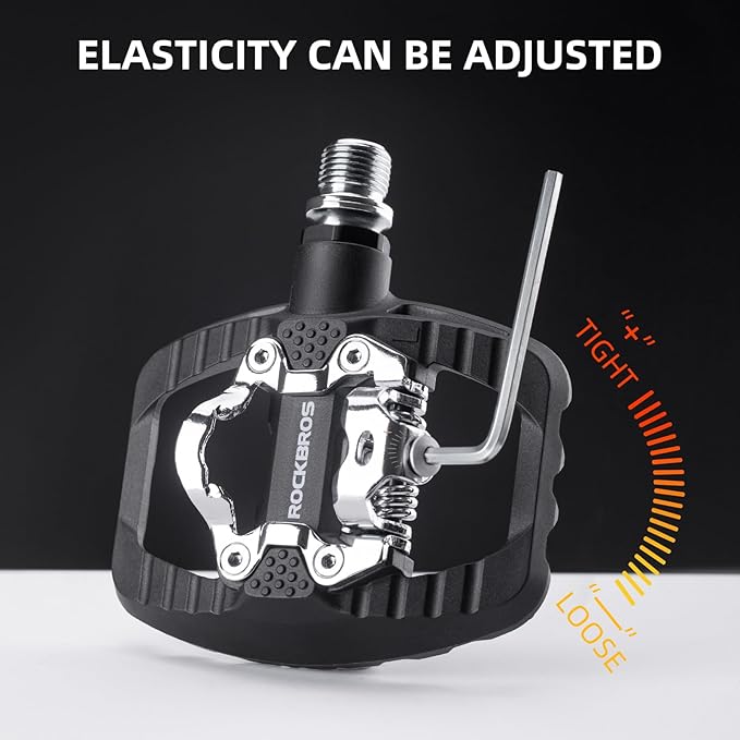 ROCKBROS Mountain Bike Pedals Dual Function Sealed Clipless Flat Platform Compatible with SPD Bicycle Pedals for Mountain Bike MTB Pedals Flat