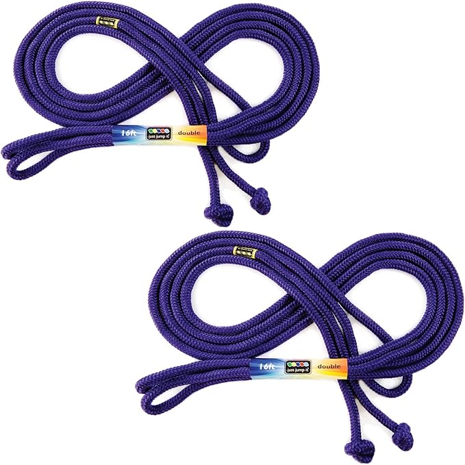 Just Jump It 16' Foot Jump Rope 2 Pack - Long Jump Ropes for Double Dutch - Outdoor Jump Ropes for Kids and Adults to Play Family Games & Exercise