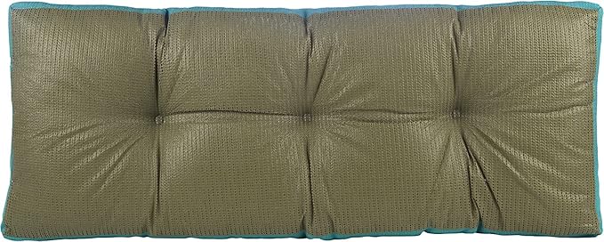 Klear Vu Corner Nook or Piano Seat Omega Non-Slip Tufted Bench Cushion for Indoor Furniture, Entryway Storage, Bay Window, 43 Inches, 08 Teal