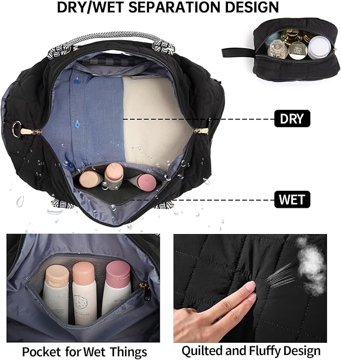 Duffle Bag for Travel, Weekender Bag with Shoe Compartment, Carry On Overnight Bag for Women with Toiletry Bag, Gym Bag with Wet Pocket, Hospital Bags for Labor and Delivery Beige