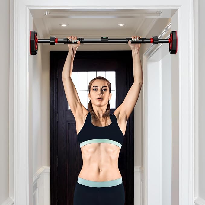 NUOBESTY Pull up Bar, 25.5'' - 39.3'' Adjustable Pull up Bar Doorway with Locking Mechanism Strength Training Workout Equipment for Fitness, Upper Body Workout, Home Gym Accessories, Max Load 440lbs