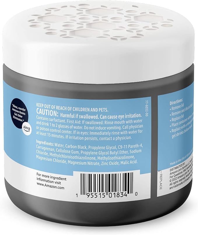 Amazon Basics Gel Odor Eliminator, Activated Charcoal, Fragrance Free, 17 Oz, Pack of 1