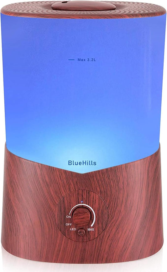 BlueHills Premium 3000 ML XL Essential Oil Diffuser Aroma Humidifier 3 Liter Big 3L Capacity Huge Size Plant Baby Living Room Home Decor Aromatherapy Diffuser for Large Room Dark Wood Grain 3L-K3
