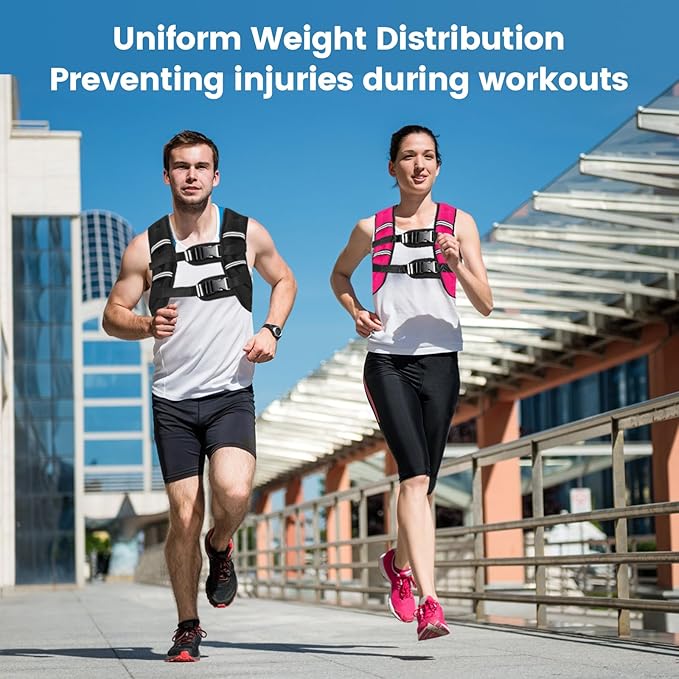 Zikopomi Weighted Vest Woman Man, 6lb/8lb/12lb/16lb/20lb/25lb/30lb Weight Vest with Reflective Stripes for Workout, Strength Training, Running, Fitness, Muscle Building, Weight Loss, Rucking Vest