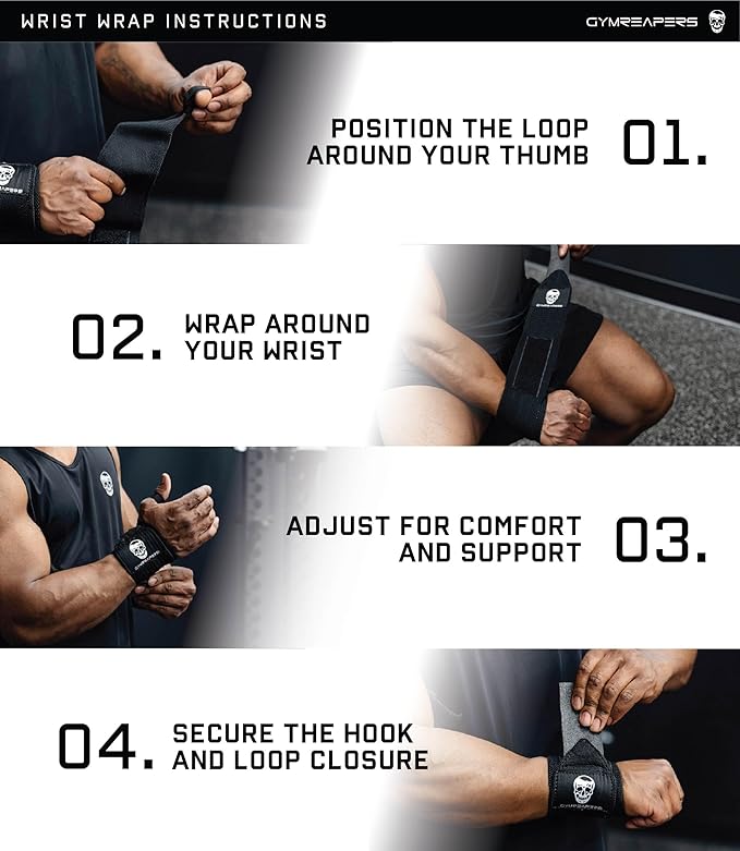 Gymreapers Weightlifting Wrist Wraps (IPF Approved) 18" Professional Quality Wrist Support with Heavy Duty Thumb Loop - Best Wrap for Powerlifting Competition, Strength Training, Bodybuilding