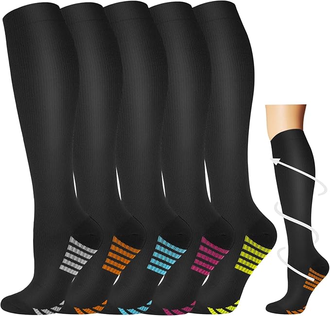 Graduated Compression Socks for Women&Men 20-30mmhg Knee High Socks Travel Hiking Running Stocking