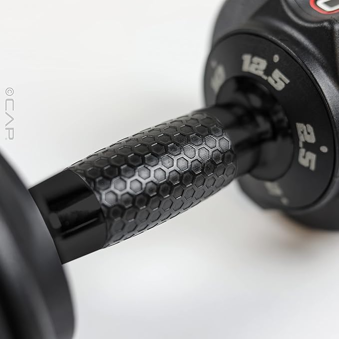 CAP Barbell ADJUSTABELL Adjustable Round Dumbbell Weights - Singles & Pairs | 12.5 lb, 25 lb & 55 lb | Multiple Handle Options