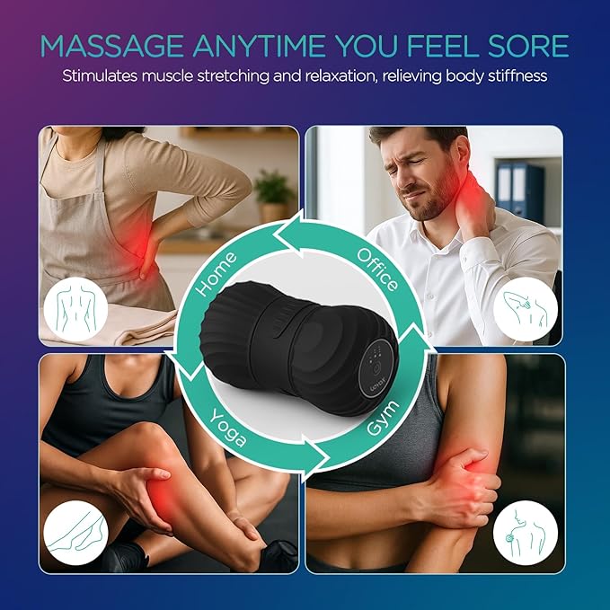 VOYOR-HEALTH Vibrating Peanut Massage Ball Roller, Electric Double Lacrosse Massage Ball with 4 Intensities for Muscle Pain Relief, Rechargeable Deep Tissue Massage, Yoga Sports Fitness MB300 (Black)