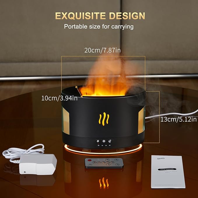 LOVME 450ML Flame Diffuser-Essential Oil Diffuser-Volcano Diffuser-with Remote Control, Bluetooth Speaker & White Noise Function, Flame humidifier fire Diffuser for Bedroom Home Office Yoga Gym