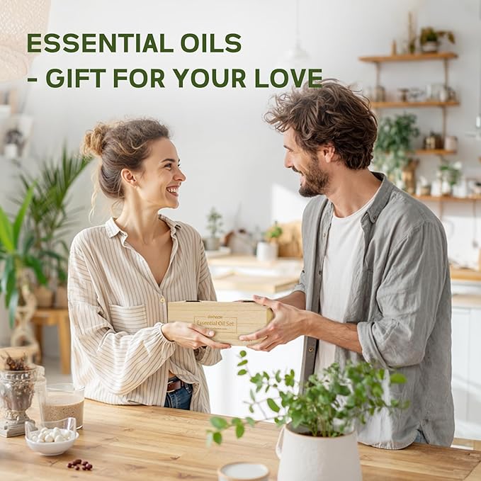 Essential Oils for Diffusers for Home – 12-Pack Essential Oil Set for Sleep & Refreshing Scents – Premium Aromatherapy Diffuser Oils Scents for Home in Wooden Gift Box, Best Gift for Any Occasion