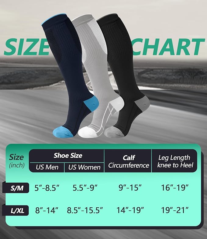 FuelMeFoot 3 Pack Copper Compression Socks - Compression Socks Women & Men Circulation - Best for Medical,Running,Athletic