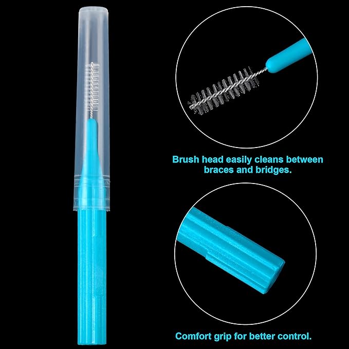 100 Pieces Braces Brush for Cleaner Interdental Brush Toothpick Dental Flossing Head Oral Hygiene Flosser Tooth Cleaning Tool (Light Blue, Pink, Yellow, Light Green)