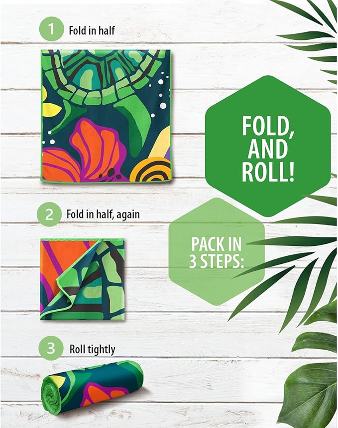 VENTURE 4TH Microfiber Beach Towel: Quick-Dry, Compact, Sand-Free, Absorbent, Sandproof and Lightweight - Perfect for Camping, Beach, and Roadtrips (Turtle Bay Design | 35x78 inches)