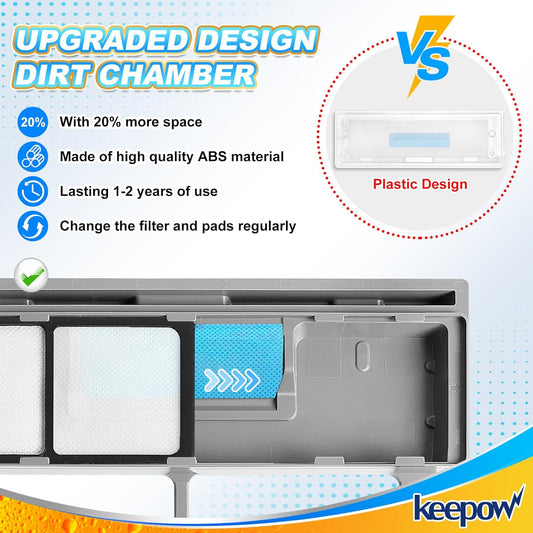 KEEPOW Reusable Mop Replacement Pads Compatible with Shark Vac Mop VM252 VM200 VC205 VM250 /QM250 VM190 VM200P12, Washable Vacuum Mop Pad Refills, Upgraded Dirt Chamber for Floor Mop (1+3+6 Pads)