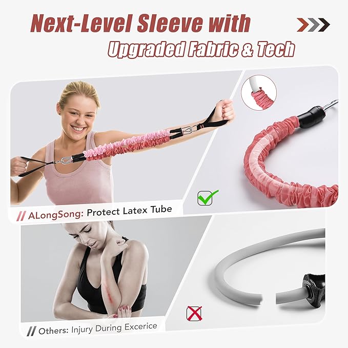 Pilates Equipment Pilates Bar Kit with 6 Fabric Wrapped Resistance Bands 20-180LBS for Women & Men Home Gym Exercise Fitness Full-Body Workouts Multifunctional Yoga Pilates Stick