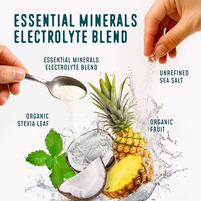 FlavCity Pineapple Coconut Electrolytes Powder Packets - 28 Hydration Packets - No Added Sugar - Hydration Powder with Real Fruit & Unrefined Sea Salt - Keto & Gluten-Free (28 Stick Packs)