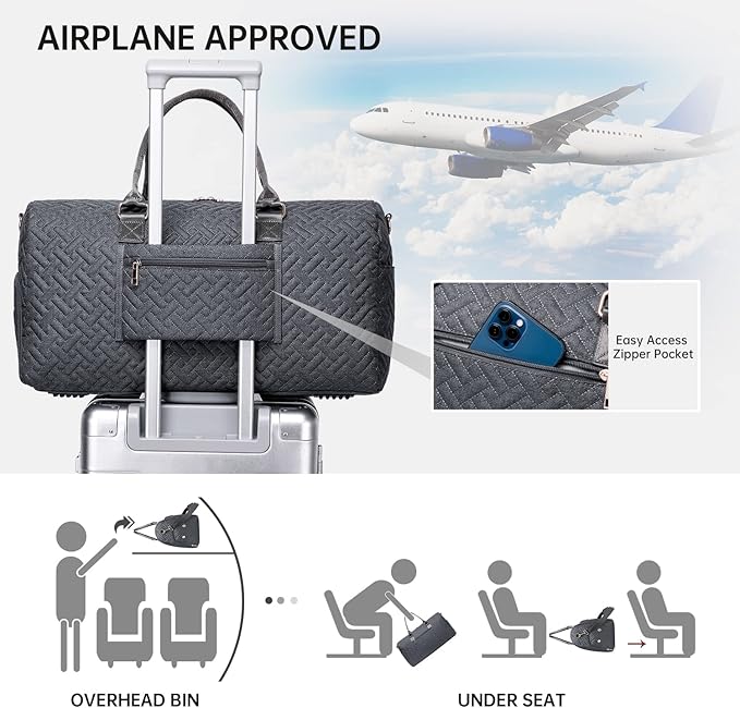 Duffle Bag for Travel, Weekender Bag with Shoe Compartment, Carry On Overnight Bag for Women with Toiletry Bag, Gym Bag with Wet Pocket, Hospital Bags for Labor and Delivery Beige