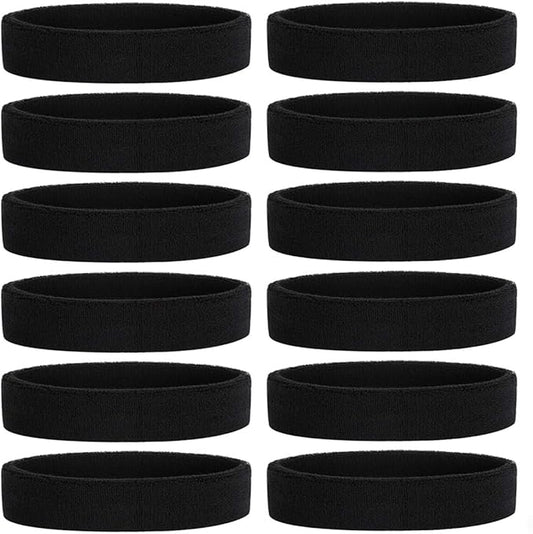 ONUPGO Sweatband Headbands for Men & Women -12PCS Sports Headbands Moisture Wicking Athletic Cotton Terry Cloth Headband for Tennis,Basketball,Football,Gym,Working Out