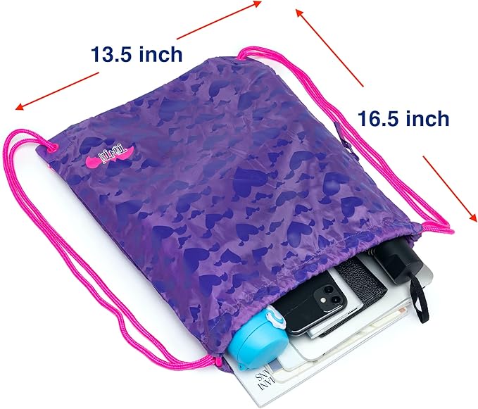 Gym Drawstring Backpack,Girls Sport Cinch Bag (Sunset Purple)