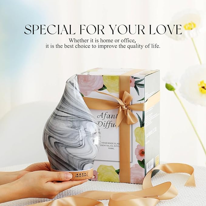 Porseme 150ml Essential Oil Diffuser Glass Color Changing Aroma Air Diffusers Aromatherapy Ultrasonic Cool Mist Humidifier 6 Running Hours Waterless Auto-Off for Sleeping, Yoga, Office, Spa (Ink)