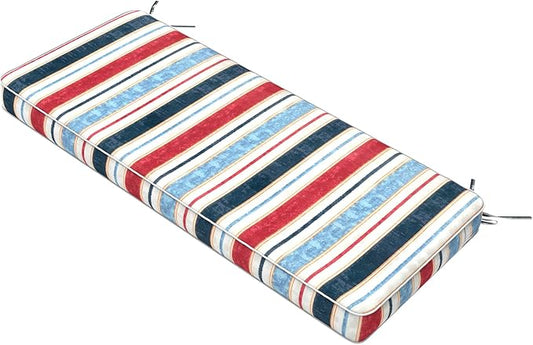 Outdoor Bench Cushion, Bench Furniture Cushion 48x18x3 Inch, Porch Swing Cushions for Home Garden Loveseat Couch Sofa Glider, Stripe Red Blue