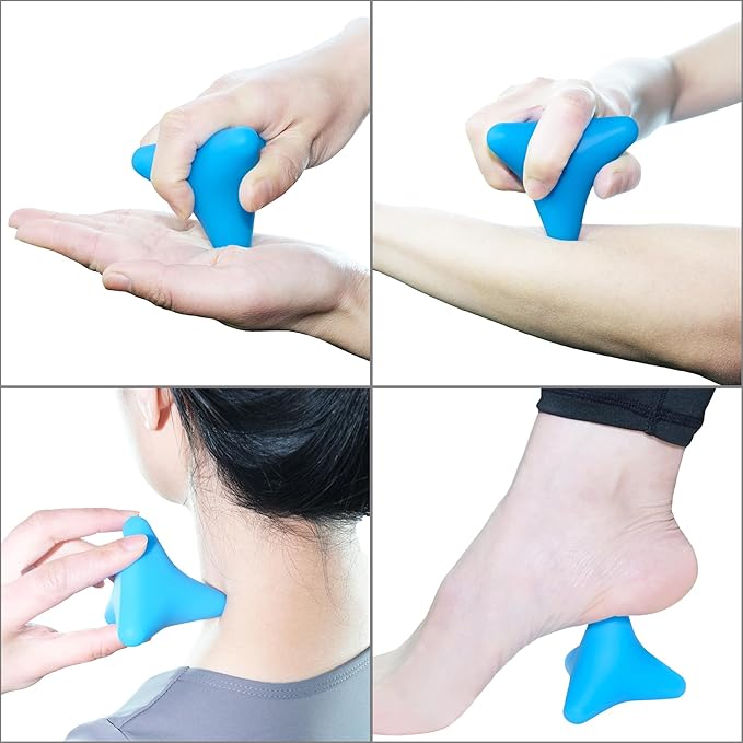 Trigger Point Massage Tool. Massager Ball for Deep Tissue Myofascial Release Physical Therapy Foot Plantar Fasciitis Pain Relief Muscle Knot Psoas Hip Flexor Iliacus Release. 3×2.6 in (Blue)