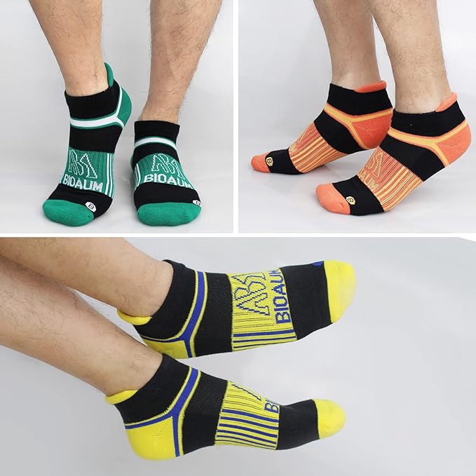 BIOAUM Cushioned Men's Ankle Socks, 6 Pairs Cotton Athletic Sport Breathable Low Cut Socks for Running Size 8-9.5/10-13/12-14
