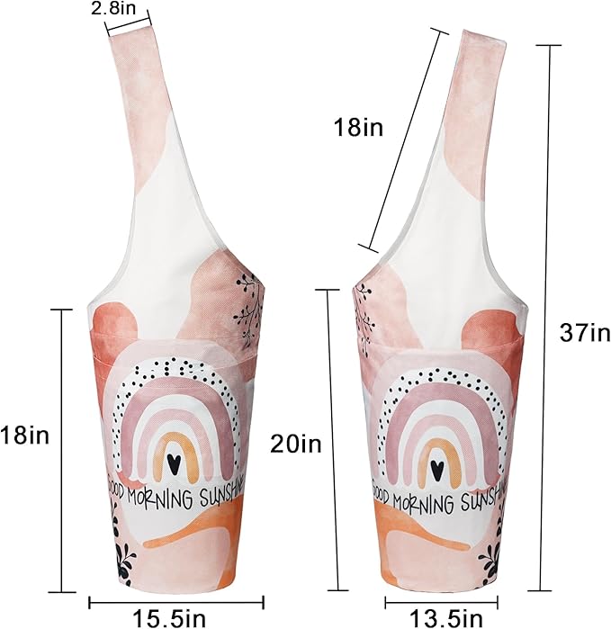 Fashion Printed Yoga Mat Bag with Large Side Pocket & Zipper Pocket Long Tote Yoga Bag Fit Most Size Mats - Holds More Yoga Accessories