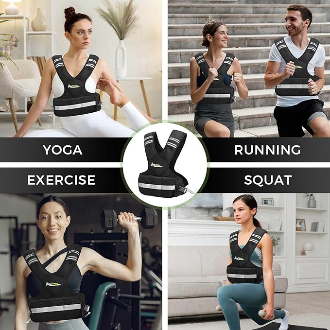 Adjustable Weighted Vest for Men Women, 4-10lb/11-20lb/20-32lb Vest with 6 Ironsand for Weights Running Workout and Training, Adjustable Body Weight Vest Exercise Set for Running, Walking