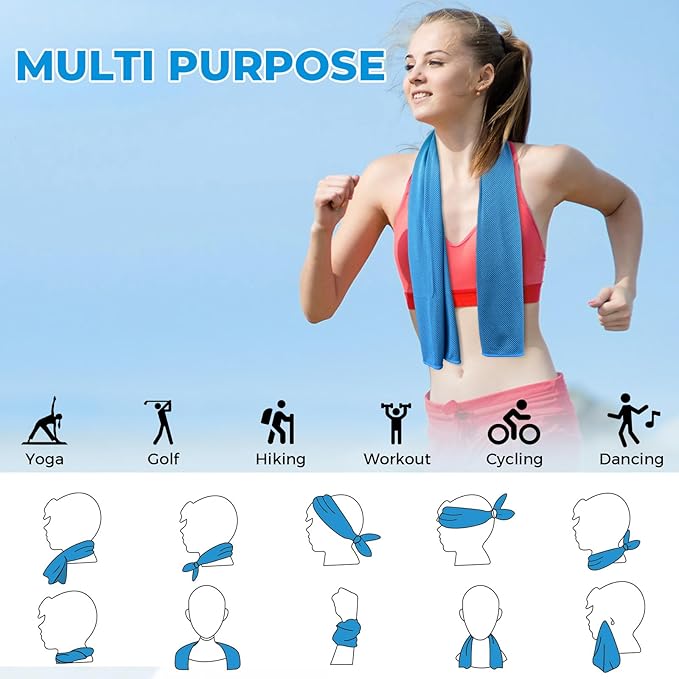 Cooling Towels for Neck and Face, Ice Towel for Hot Weather, Soft Breathable Instant Towel, Cool Rags for Yoga, Golf, Sport, Gym, Workout, Camping, Fitness, Outdoor