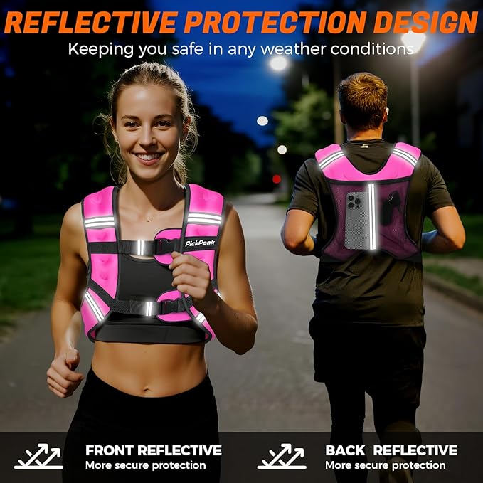 Weighted Vest for Woman Man 5lb/6lb/8lb/12lb/15lb/20lb/25lb/30lb Weighted Vest for Walking, Strength Training Weight Vest with Adjustable Buckle Detachable Phone Pouch for Running Workout