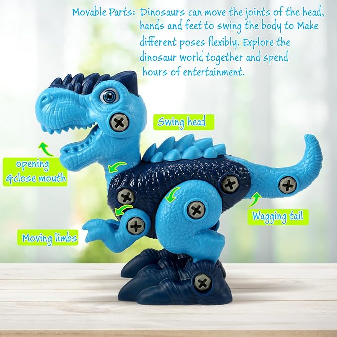 Dinosaur STEM Toys for Kids 3-5, Take Apart Dinosaur Toys with Electric Drill, Educational Building Toy & Construction Set, DIY Christmas Birthday Gifts for 3 4 5 6 7 8 Years Old Boys and Girls