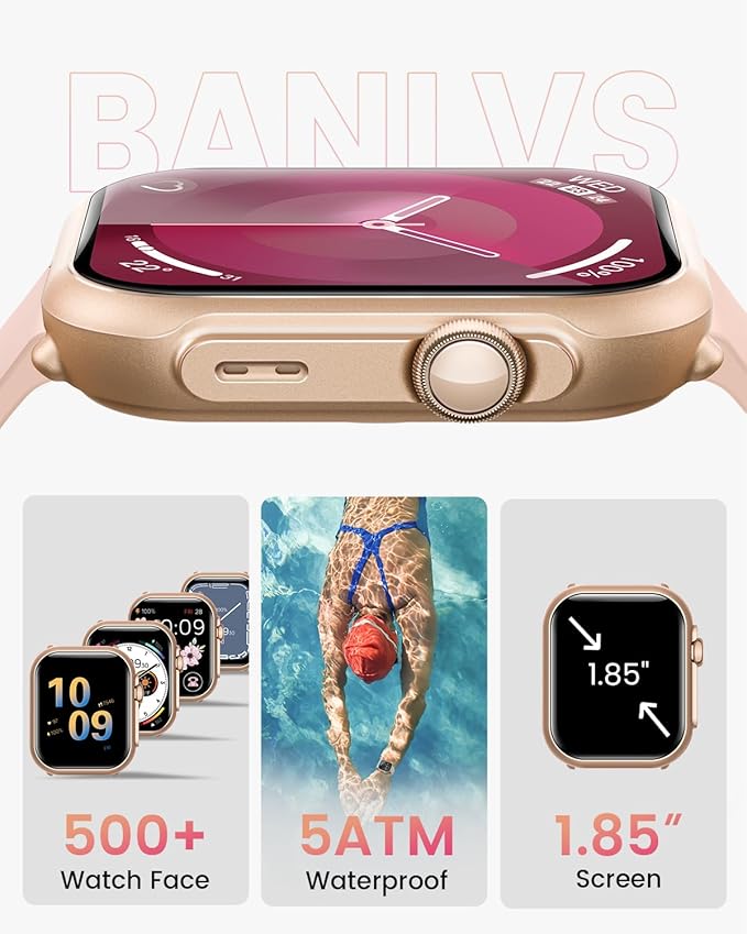 Fitness Smart Watches for Women Men: 1.85" Smart Watch with 30 Days+ Battery Life Make/Recive Call Heart Rate SpO2 Sleep Monitor 120+ Sport IP68 Waterproof Fitness Tracker Watch Reloj Inteligente