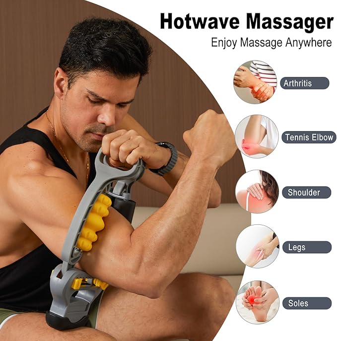 HOTWAVE Tennis Elbow Relief Massager for Leg and Arm, Adjustable Foam Roller, Trigger Point Muscle Roller for Calves&Forearm, Wrist Massager, Tennis&Golfers Elbow Pain Release