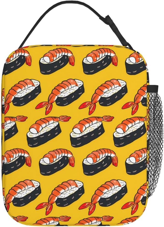 Insulated Lunch Box for Women Men, Sushi Theme Lunch Box Reusable Portable Lunch Bag Cooler Tote Waterproof Lunch Container for Office Picnic Work Travel