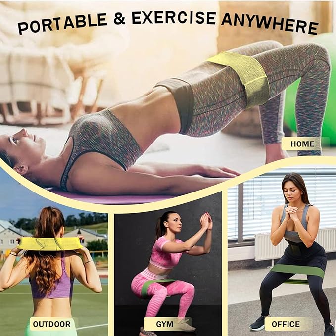 Non-Slip Fabric Resistance Bands for Working Out, Loop Exercise Bands for Booty Leg, Butt, Glute, Stretch Workout Bands for Women & Men, Hip Elastic Bands for Home Gym Fitness, Yoga, Pilates