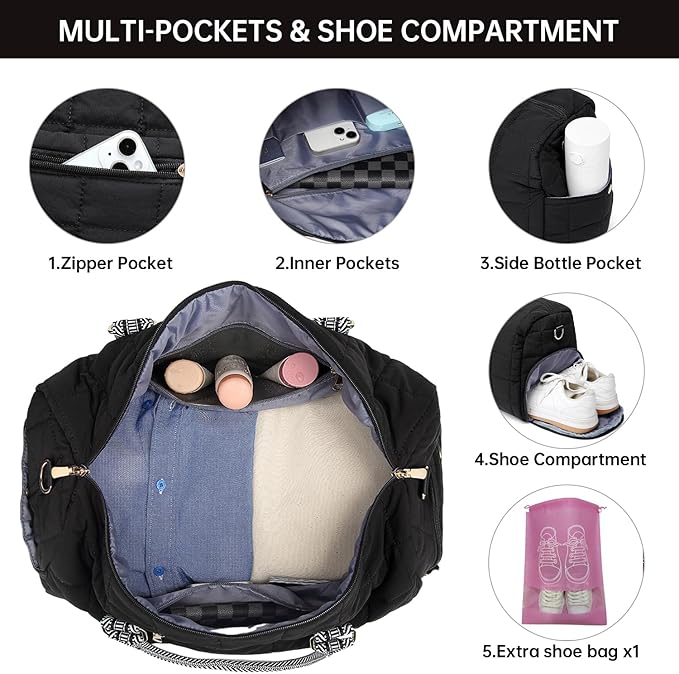 Duffle Bag for Travel, Weekender Bag with Shoe Compartment, Carry On Overnight Bag for Women with Toiletry Bag, Gym Bag with Wet Pocket, Hospital Bags for Labor and Delivery Beige