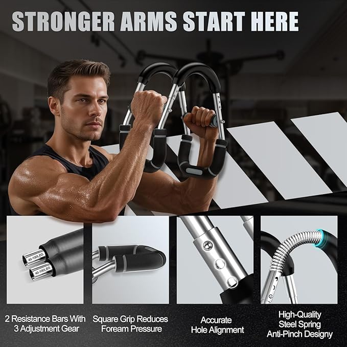 2025 Pro Twister Arm Trainer, Adjustable Power Twister Bar, Chest Shoulder Arm Workout Equipment, Portable Detachable Upper Body Fitness Machine for Home & Gym