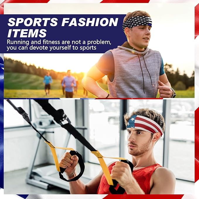 18 Pcs Sports Sweatbands for Men Women Camo Headbands Workout Non Slip Headbands Breathable Head Band Fitness Stretchy Unisex Hairband for Yoga Running Cycling Ball