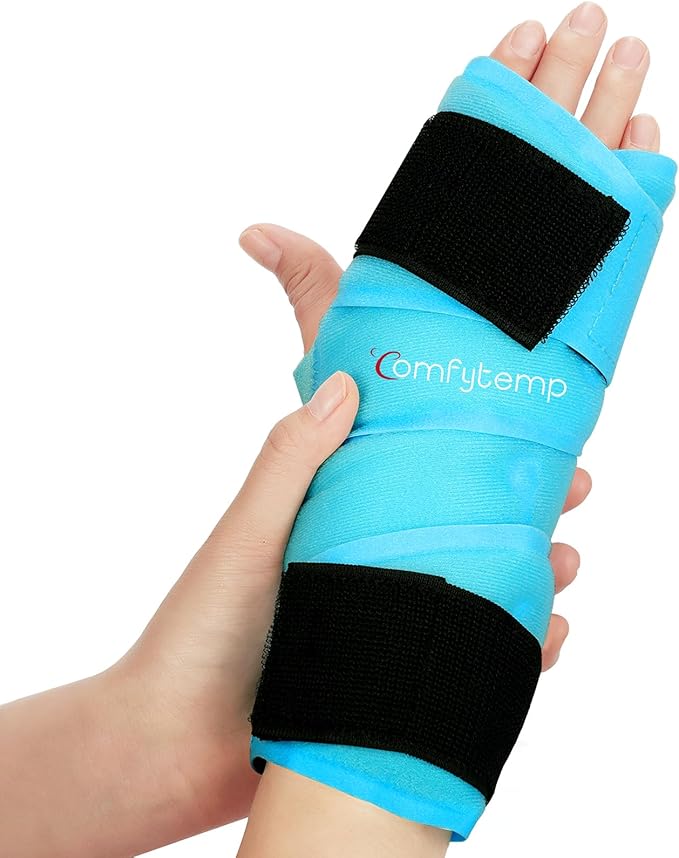Comfytemp Full Hand Wrist Ice Pack Wrap for Carpal Tunnel Relief, 33" Wrist Brace Reusable Compression Hand Support for Injuries, Tendonitis, Arthritis, Swelling, Cold Hot Therapy