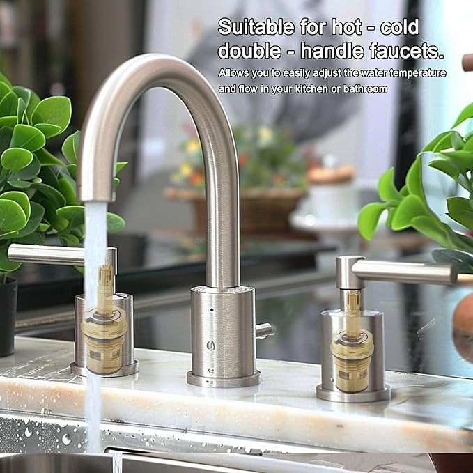 Faucet Cartridge Replacement, Solid Brass Housing, Compatible with American Standard 994053-0070A, 4Z-24H Hot & Cold Replacement Valve Stem, for Dual-Handle Faucet Repair Parts (1-Pack)