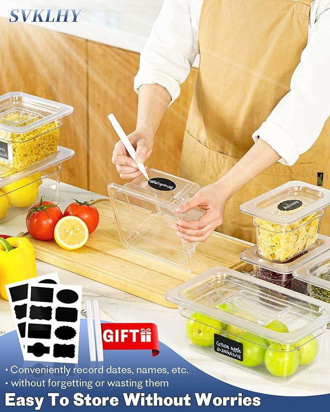 1/4 Size&4 Inch Commercial Food Pan with Lids-[NSF Certified][Hot&Cold Resistant] 4PCS Clear Restaurant Food Storage Containers with Lids, Topping Salad Bar Container (BPA-FREE)