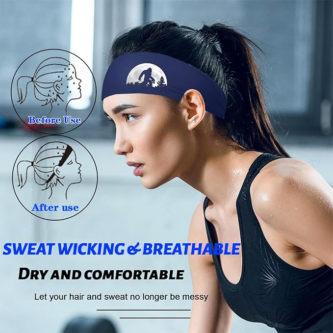Headbands for Men Women Sweat Bands Headbands Men Sweatbands for Mens Women 3 Pack Cooling Head Bands Mens Elastic Headband Hairband for Running Yoga Gym Athletic Gifts