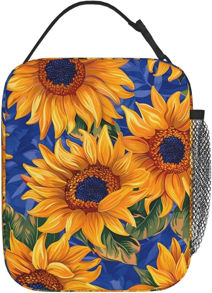 Insulated Lunch Box for Women Men, Sunflower Theme Lunch Box Reusable Portable Lunch Bag Cooler Tote Waterproof Lunch Container for Office Picnic Work Travel