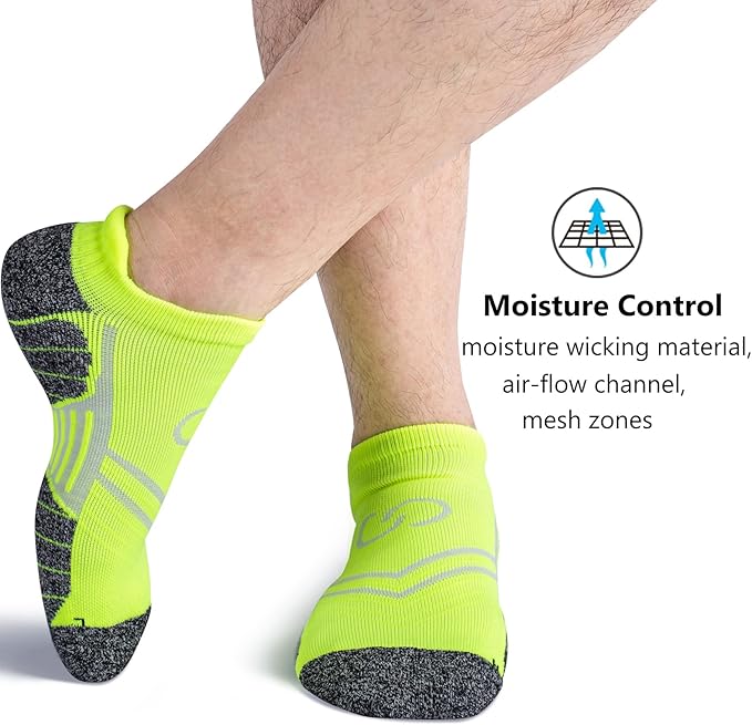 CWVLC No Show Sports Compression Socks for Men Women with Cushion (4/8 Pairs)