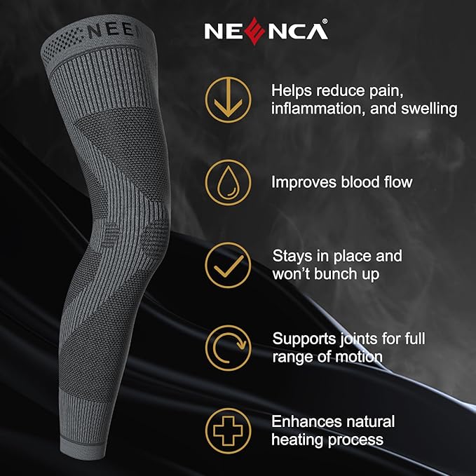 NEENCA Compression Leg Sleeve - Long Knee Sleeve, Ultra-thin Leg Sleeve with Graphene Ions Infused Fabric for Knee Pain Relief, Swelling, Arthritis, Poor Circulation, Runner, Sports - FSA/HSA Approved