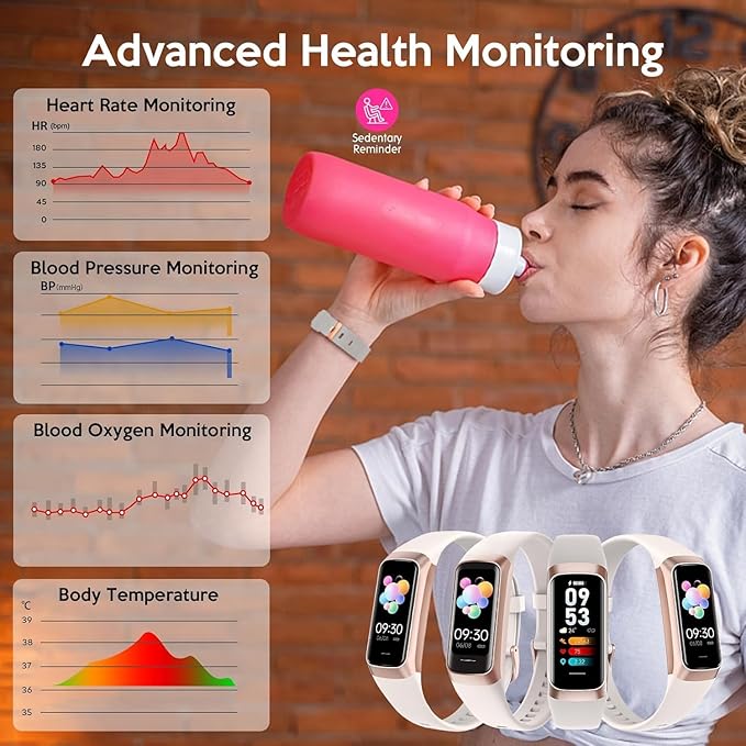 Fitness Tracker,2025 Smart Watch with Blood Pressure Heart Rate & Sleep Monitor IP67 Waterproof Step Calorie Counter Pedometer Fitness Activity Watch for Men Women Android iOS Phone (Pink)